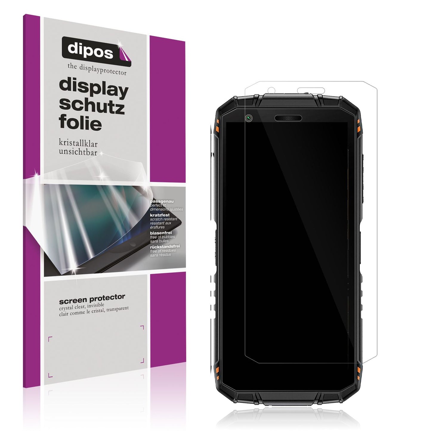 Klare Displayschutzfolie von dipos passend für Doogee Fire 3 Pro Mini Outdoor, präziser Zuschnitt und blasenfrei montiert