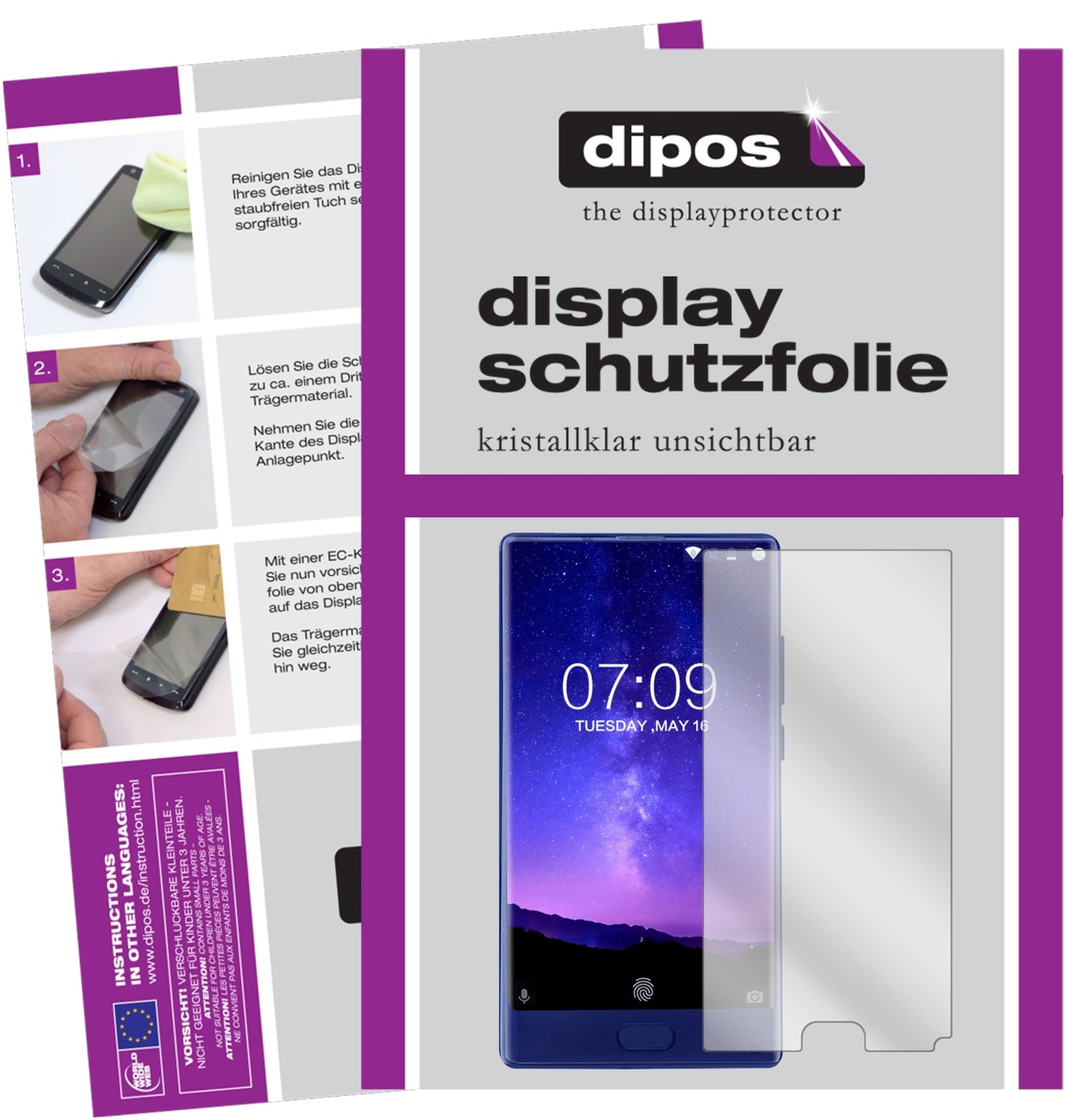 Klare Displayschutzfolie von dipos passend für Doogee Mix (5,5 Zoll), präziser Zuschnitt und blasenfrei montiert