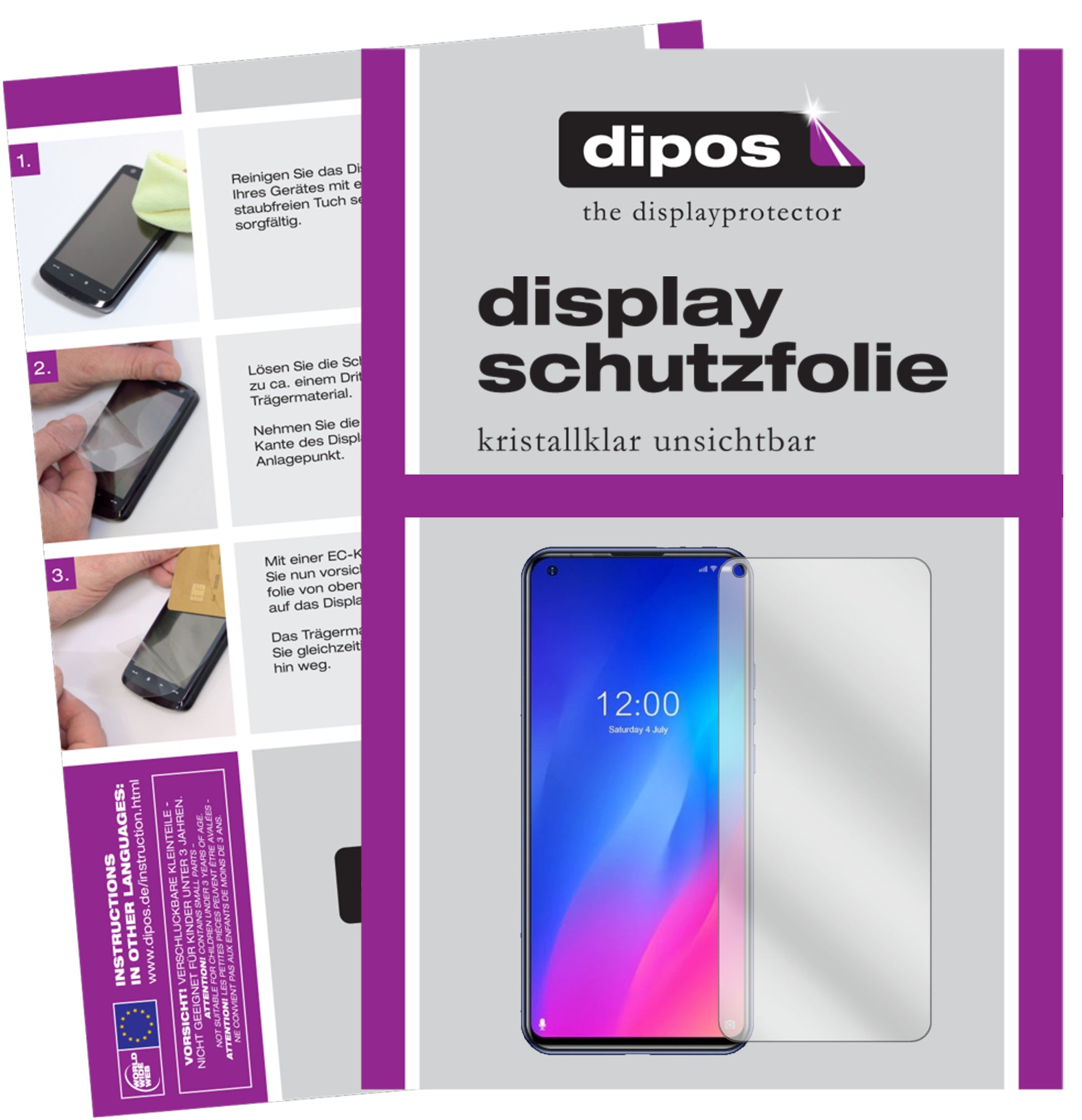 Klare Displayschutzfolie von dipos passend für Doogee N30, präziser Zuschnitt und blasenfrei montiert