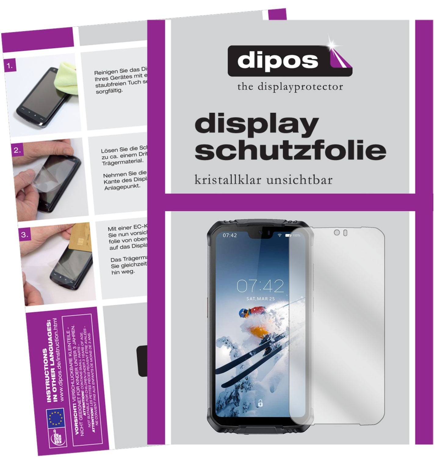 Klare Displayschutzfolie von dipos passend für Doogee S88 Pro, präziser Zuschnitt und blasenfrei montiert