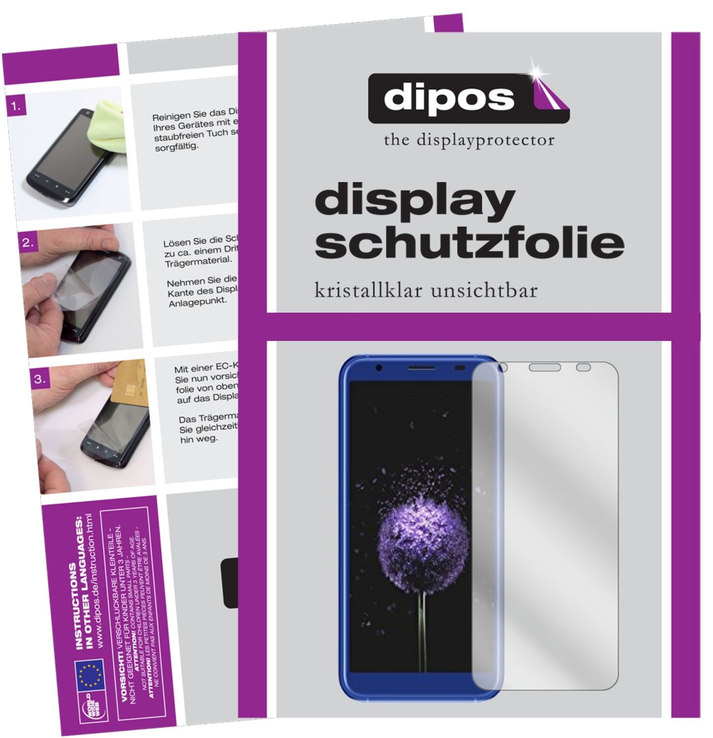 Klare Displayschutzfolie von dipos passend für Doogee X50L, präziser Zuschnitt und blasenfrei montiert