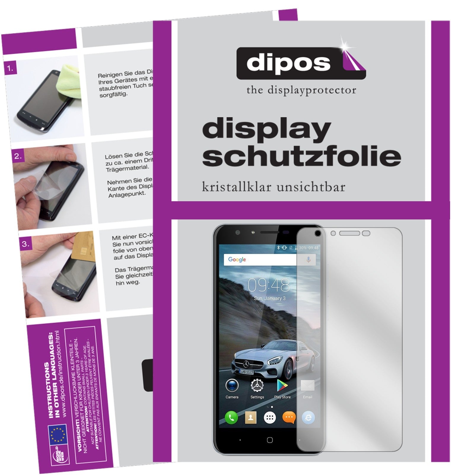 Klare Displayschutzfolie von dipos passend für Doogee Y6C, präziser Zuschnitt und blasenfrei montiert