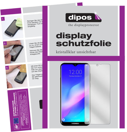 Klare Displayschutzfolie von dipos passend für Doogee Y8 Plus (2019), präziser Zuschnitt und blasenfrei montiert