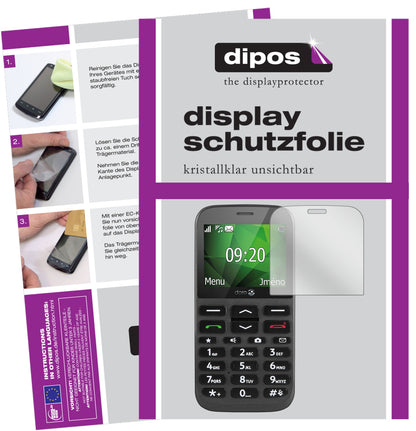 Klare Displayschutzfolie von dipos passend für Doro 1370, präziser Zuschnitt und blasenfrei montiert