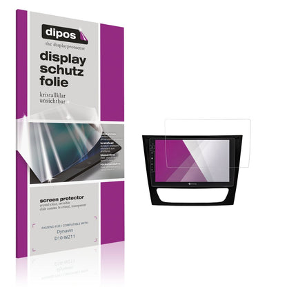 Klare Displayschutzfolie von dipos passend für Dynavin D10-W211, präziser Zuschnitt und blasenfrei montiert