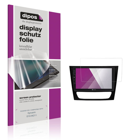 Klare Displayschutzfolie von dipos passend für Dynavin D10-W211, präziser Zuschnitt und blasenfrei montiert