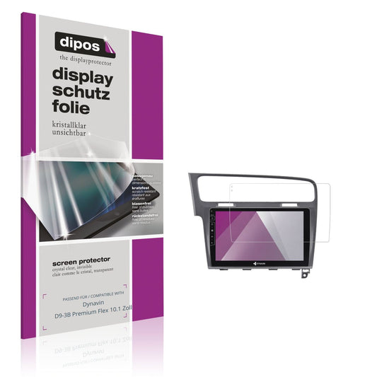 Klare Displayschutzfolie von dipos passend für Dynavin D9-3B Premium Flex 10.1 Zoll, präziser Zuschnitt und blasenfrei montiert