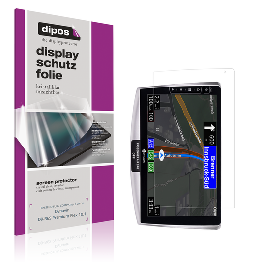 Klare Displayschutzfolie von dipos passend für Dynavin D9-B6S Premium Flex 10.1, präziser Zuschnitt und blasenfrei montiert