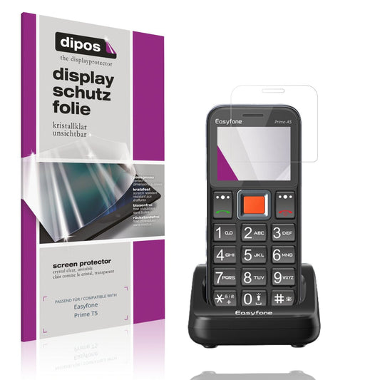 Klare Displayschutzfolie von dipos passend für Easyfone Prime T5, präziser Zuschnitt und blasenfrei montiert