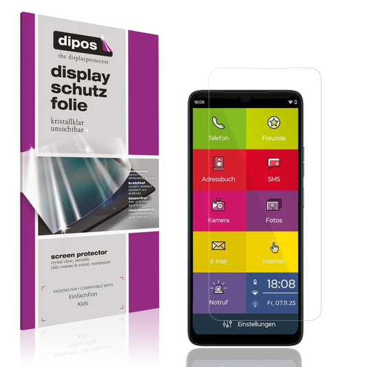 Klare Displayschutzfolie von dipos passend für EinfachFon Kids, präziser Zuschnitt und blasenfrei montiert
