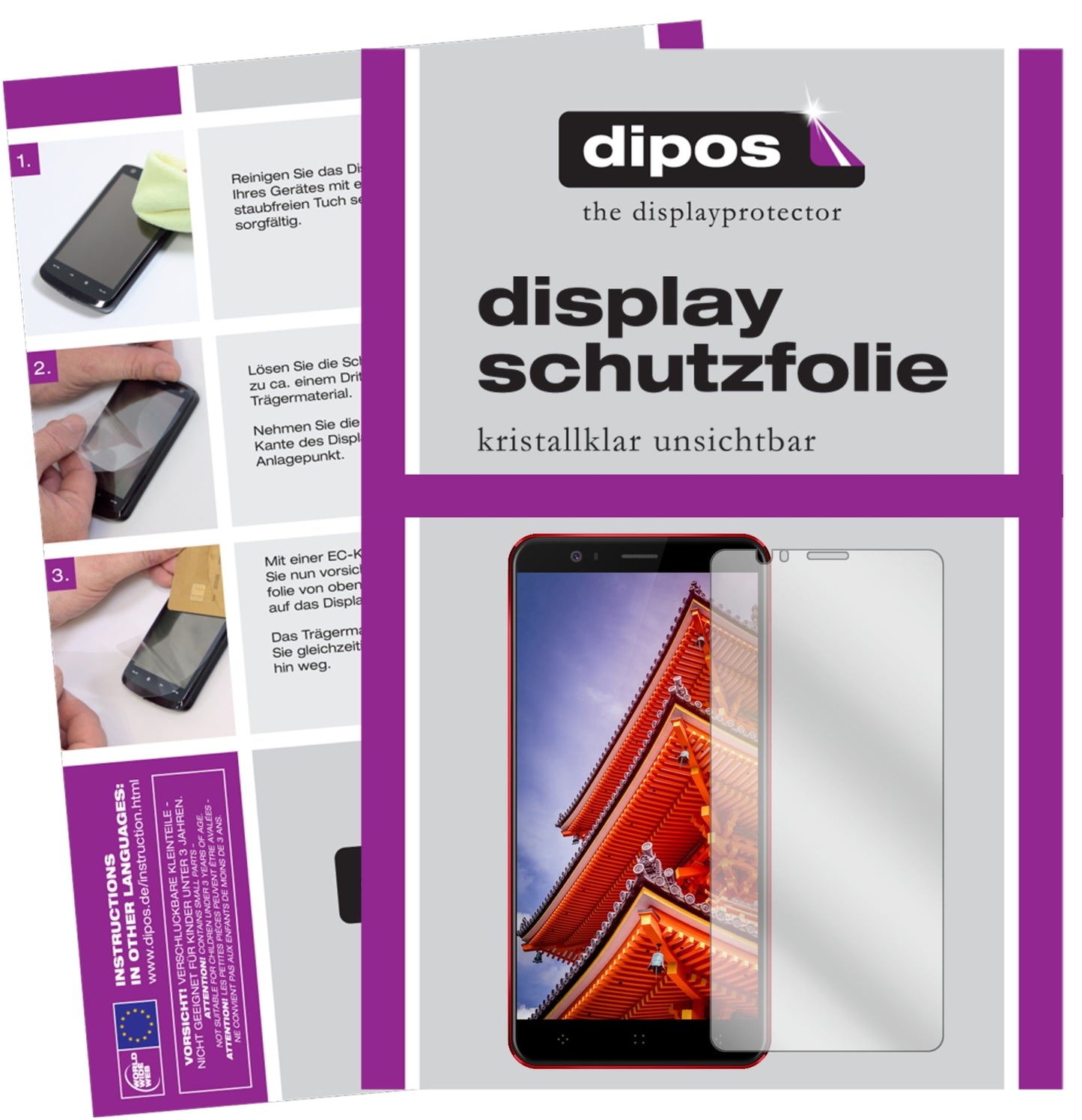 Klare Displayschutzfolie von dipos passend für Elephone P8 3D, präziser Zuschnitt und blasenfrei montiert