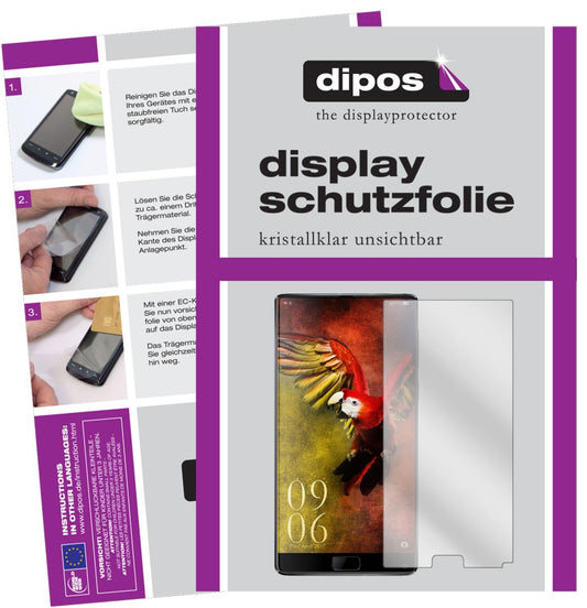 Klare Displayschutzfolie von dipos passend für Elephone S8, präziser Zuschnitt und blasenfrei montiert
