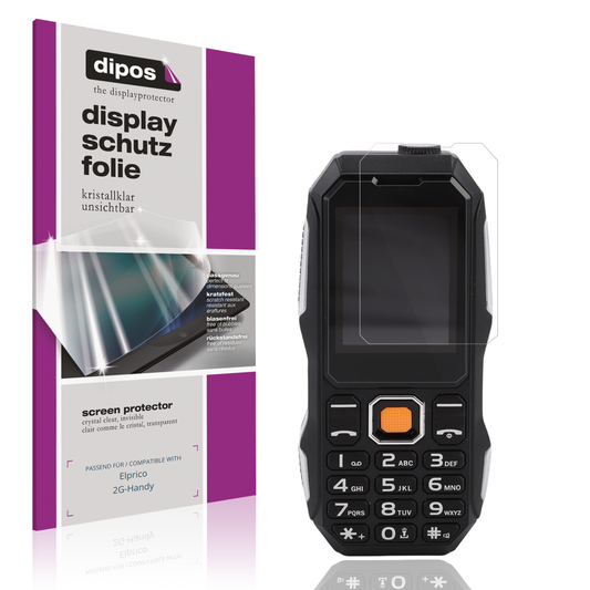 Klare Displayschutzfolie von dipos passend für Elprico 2G-Handy, präziser Zuschnitt und blasenfrei montiert