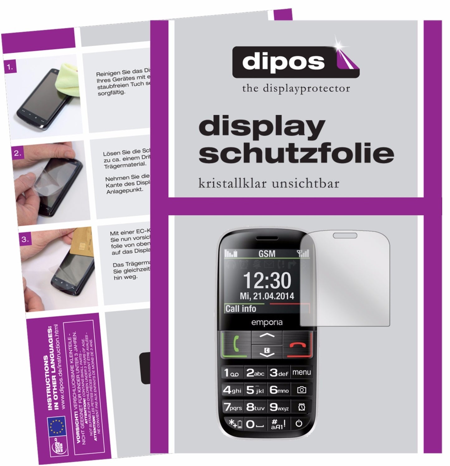 Klare Displayschutzfolie von dipos passend für Emporia Euphoria V50, präziser Zuschnitt und blasenfrei montiert