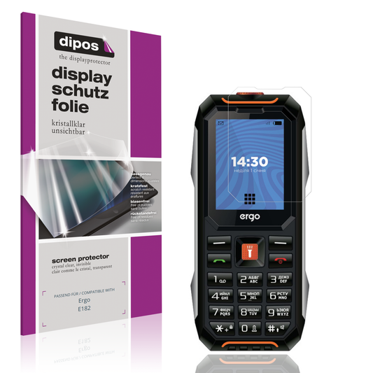 Klare Displayschutzfolie von dipos passend für Ergo E182, präziser Zuschnitt und blasenfrei montiert