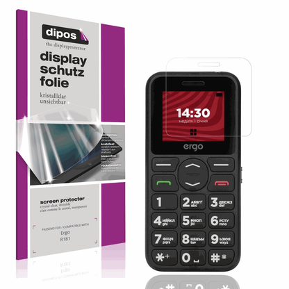 Klare Displayschutzfolie von dipos passend für Ergo R181, präziser Zuschnitt und blasenfrei montiert