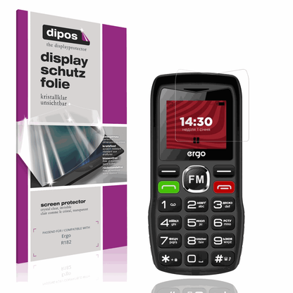 Klare Displayschutzfolie von dipos passend für Ergo R182, präziser Zuschnitt und blasenfrei montiert