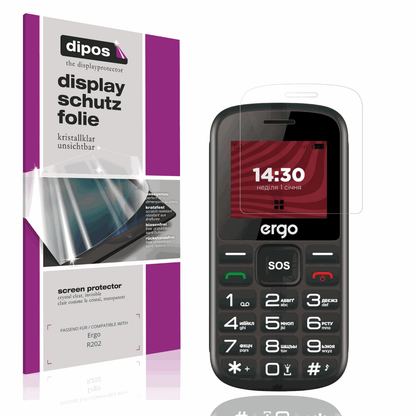 Klare Displayschutzfolie von dipos passend für Ergo R202, präziser Zuschnitt und blasenfrei montiert