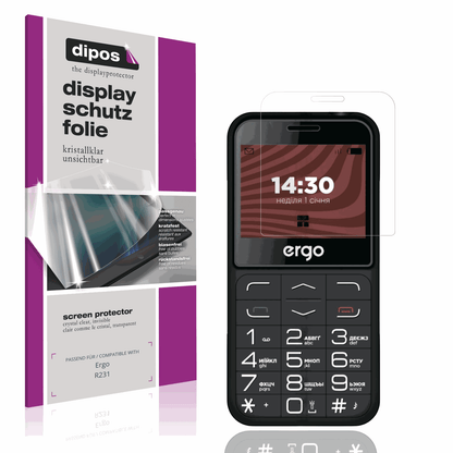 Klare Displayschutzfolie von dipos passend für Ergo R231, präziser Zuschnitt und blasenfrei montiert