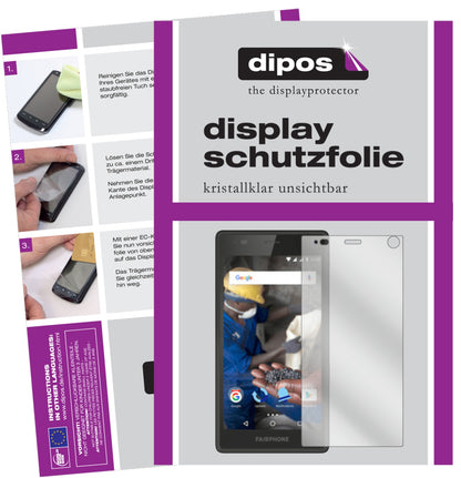 Klare Displayschutzfolie von dipos passend für Fairphone 2, präziser Zuschnitt und blasenfrei montiert