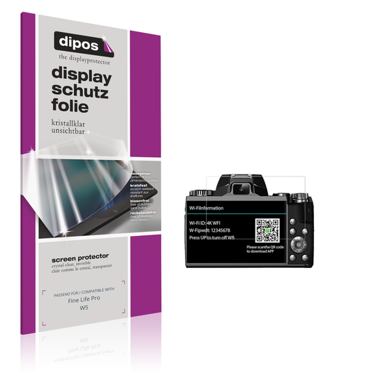 Klare Displayschutzfolie von dipos passend für Fine Life Pro W5, präziser Zuschnitt und blasenfrei montiert