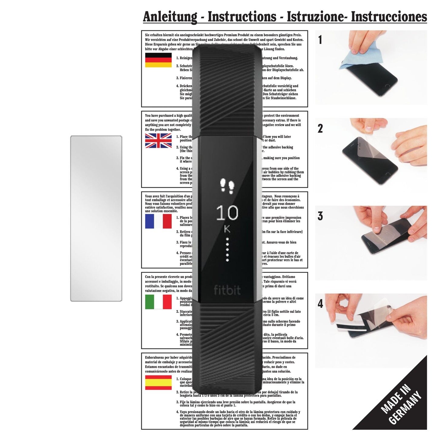 Klare Displayschutzfolie von dipos passend für FitBit Alta HR, präziser Zuschnitt und blasenfrei montiert