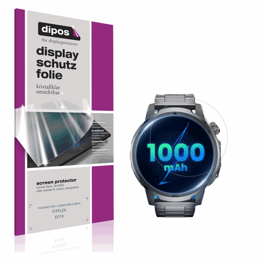 Klare Displayschutzfolie von dipos passend für FITFLEX EF19, präziser Zuschnitt und blasenfrei montiert