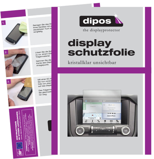 Klare Displayschutzfolie von dipos passend für Ford Mustang Navi (ab BJ 2015), präziser Zuschnitt und blasenfrei montiert