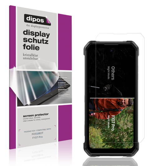 Klare Displayschutzfolie von dipos passend für FOSSiBOT F107 Pro, präziser Zuschnitt und blasenfrei montiert
