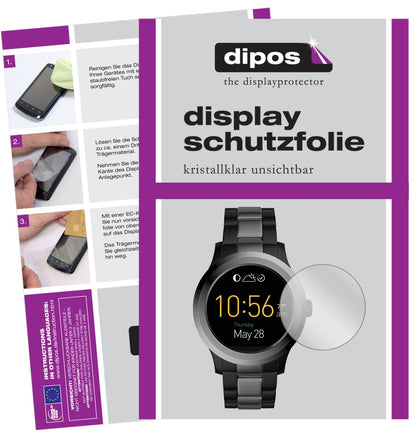 Klare Displayschutzfolie von dipos passend für Fossil Q Modern Pursuit, präziser Zuschnitt und blasenfrei montiert