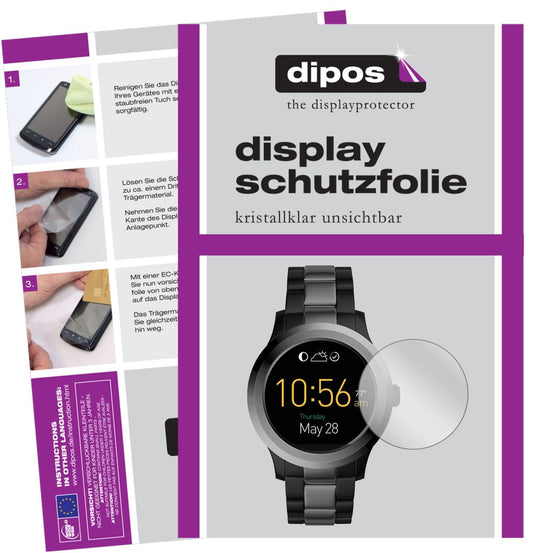 Klare Displayschutzfolie von dipos passend für Fossil Q Modern Pursuit, präziser Zuschnitt und blasenfrei montiert
