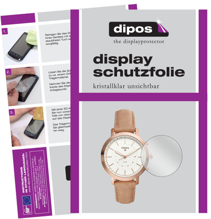 Klare Displayschutzfolie von dipos passend für Fossil Q Neely, präziser Zuschnitt und blasenfrei montiert