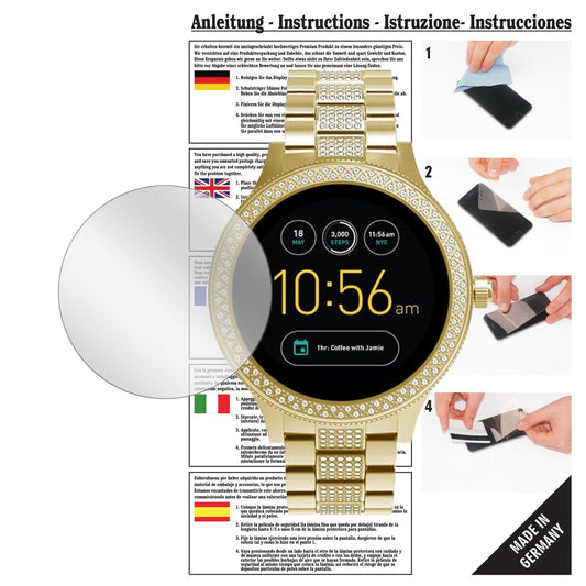 Klare Displayschutzfolie von dipos passend für Fossil Q Venture, präziser Zuschnitt und blasenfrei montiert