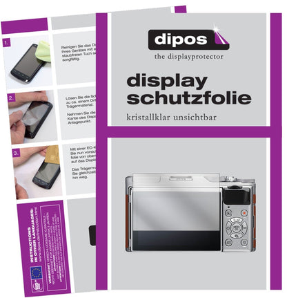 Klare Displayschutzfolie von dipos passend für Fujifilm X-A5, präziser Zuschnitt und blasenfrei montiert