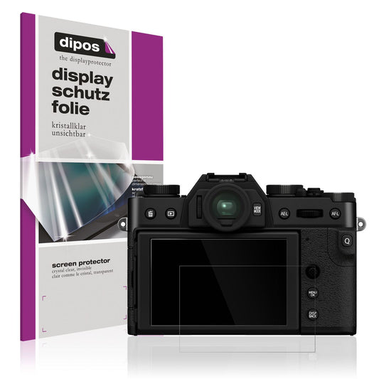 Klare Displayschutzfolie von dipos passend für Fujifilm X-T30 II, präziser Zuschnitt und blasenfrei montiert