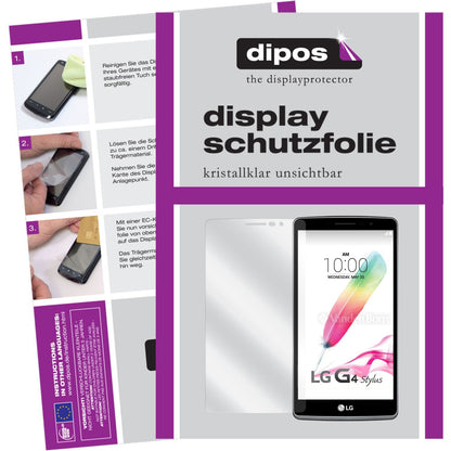 Klare Displayschutzfolie von dipos passend für G4 Stylus LG, präziser Zuschnitt und blasenfrei montiert