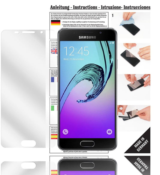 Klare Displayschutzfolie von dipos passend für Galaxy A3 (2016) Samsung, präziser Zuschnitt und blasenfrei montiert