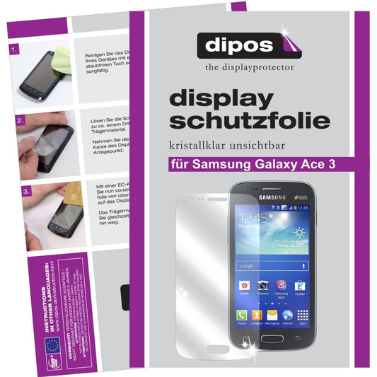 Klare Displayschutzfolie von dipos passend für Galaxy Ace 3 Samsung, präziser Zuschnitt und blasenfrei montiert