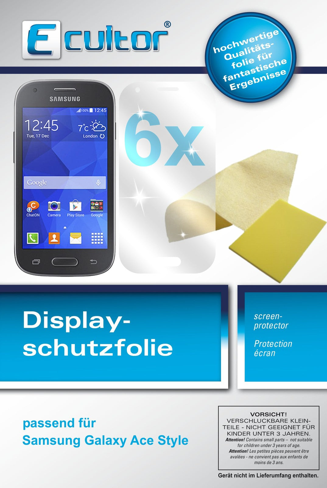 Klare Displayschutzfolie von dipos passend für Galaxy Ace Style Samsung, präziser Zuschnitt und blasenfrei montiert