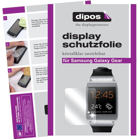 Klare Displayschutzfolie von dipos passend für Galaxy Gear Samsung, präziser Zuschnitt und blasenfrei montiert