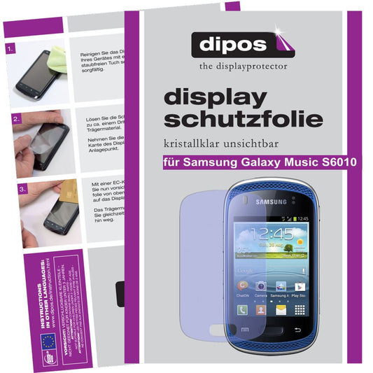 Klare Displayschutzfolie von dipos passend für Galaxy Music S6010 Samsung, präziser Zuschnitt und blasenfrei montiert