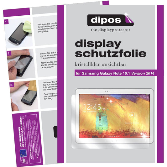 Klare Displayschutzfolie von dipos passend für Galaxy Note 10.1 (2014 Edition) Samsung, präziser Zuschnitt und blasenfrei montiert