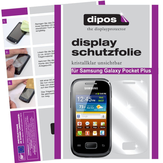 Klare Displayschutzfolie von dipos passend für Galaxy Pocket Plus Samsung, präziser Zuschnitt und blasenfrei montiert