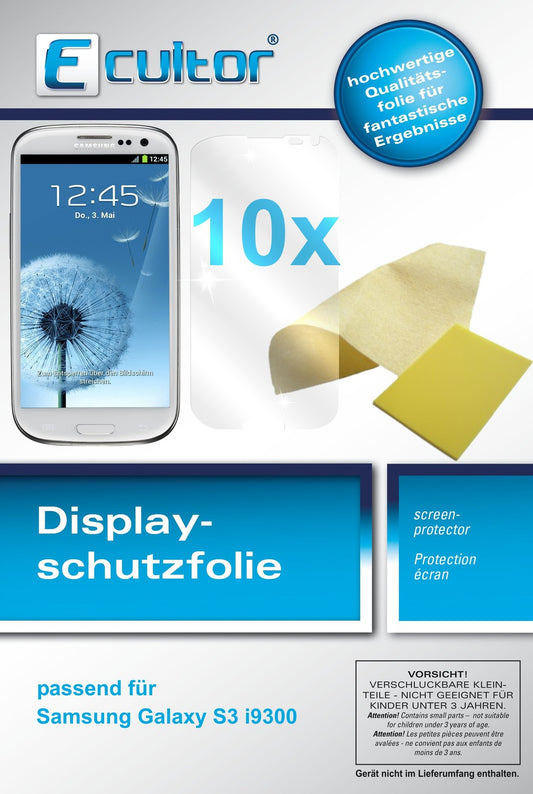 Klare Displayschutzfolie von dipos passend für Galaxy S3 i9300 Samsung, präziser Zuschnitt und blasenfrei montiert