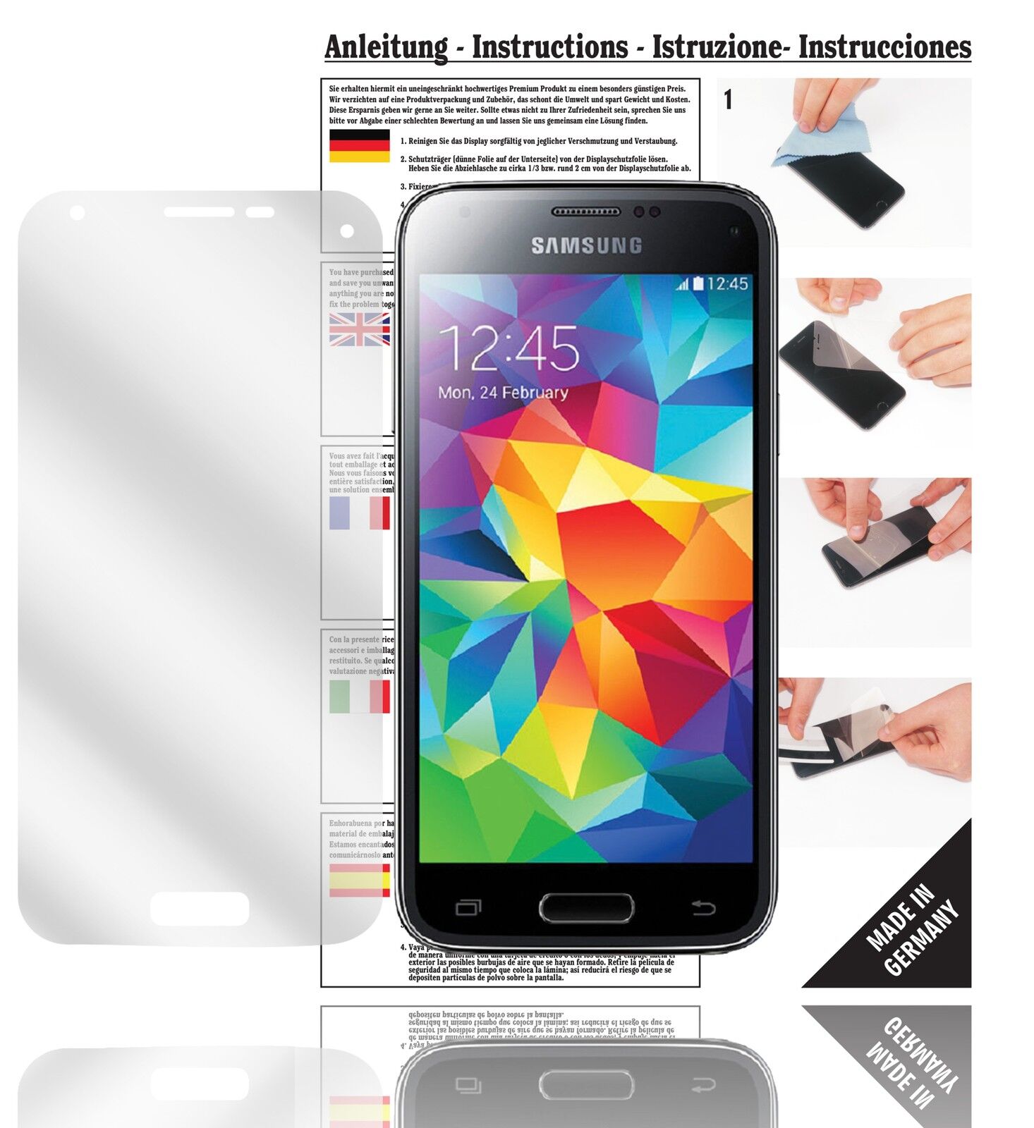 Klare Displayschutzfolie von dipos passend für Galaxy S5 Mini Samsung, präziser Zuschnitt und blasenfrei montiert
