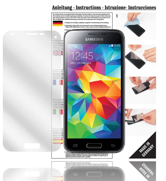 Klare Displayschutzfolie von dipos passend für Galaxy S5 Mini Samsung, präziser Zuschnitt und blasenfrei montiert