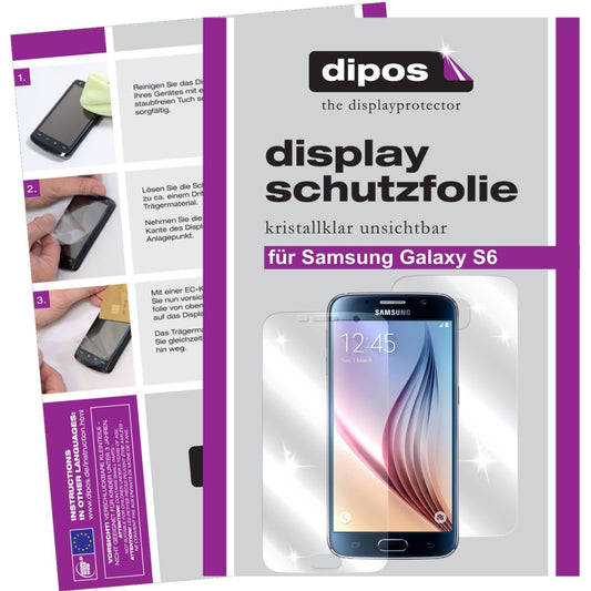 Klare Displayschutzfolie von dipos passend für Galaxy S6 Samsung, präziser Zuschnitt und blasenfrei montiert