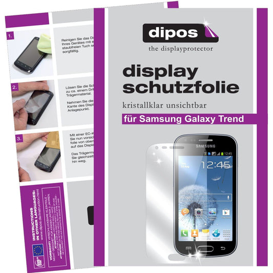 Klare Displayschutzfolie von dipos passend für Galaxy Trend Samsung, präziser Zuschnitt und blasenfrei montiert