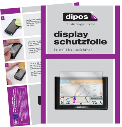 Klare Displayschutzfolie von dipos passend für Garmin Drive 5 MT-S EU, präziser Zuschnitt und blasenfrei montiert