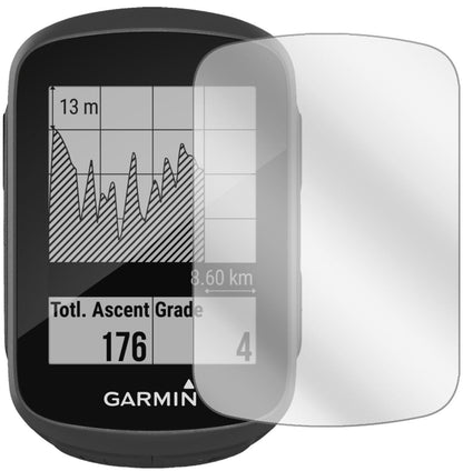 Klare Displayschutzfolie von dipos passend für Garmin Edge 130, präziser Zuschnitt und blasenfrei montiert